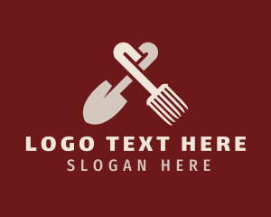 Lawn - Rake & Shovel Gardening logo design