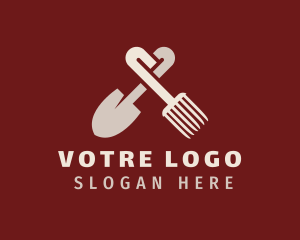 Beige - Rake & Shovel Gardening logo design