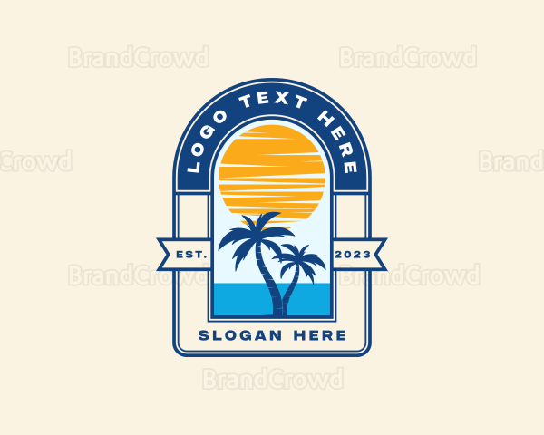 Beach Palm Tree Logo