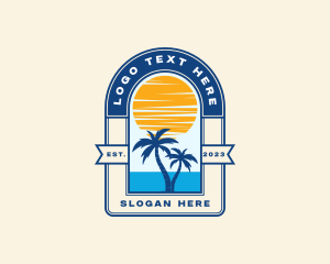 Aqua - Beach Palm Tree logo design