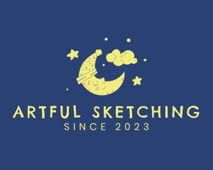 Sleepy Moon Sketch logo design