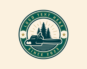 Vintage - Chainsaw Tree Lumberjack logo design