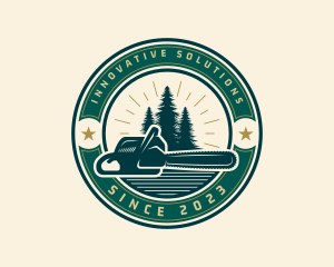 Round - Chainsaw Tree Lumberjack logo design