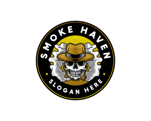 Smoking Skull Cigarette logo design