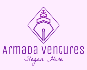 Armada - Purple Pen Ship logo design