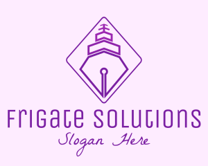 Frigate - Purple Pen Ship logo design