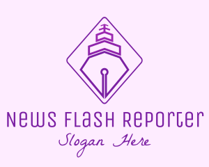 Reporter - Purple Pen Ship logo design