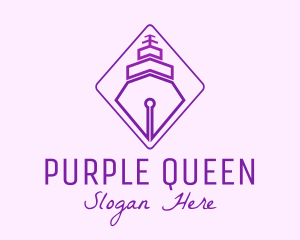 Purple Pen Ship logo design