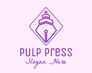 Purple Pen Ship logo design