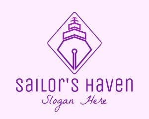 Purple Pen Ship logo design