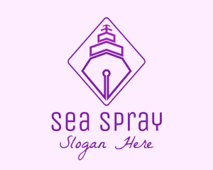 Purple Pen Ship logo design