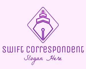 Purple Pen Ship logo design