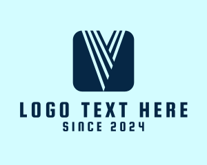 Line - Digital Technology Letter V logo design