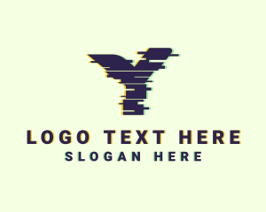 Static Motion - Tech Glitch Letter Y logo design