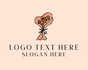 Valentine - Flower Bouquet Doodle logo design