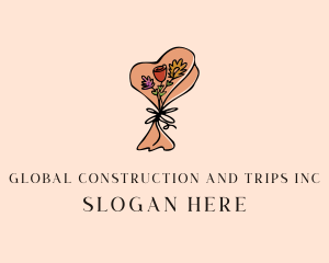 Dating - Flower Bouquet Doodle logo design