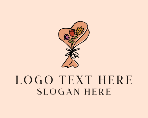 Romantic - Flower Bouquet Doodle logo design