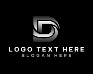 App - Metallic Swoosh Wave Letter D logo design