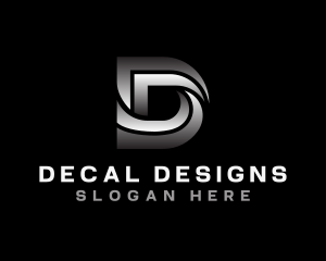 Metallic Swoosh Wave Letter D logo design