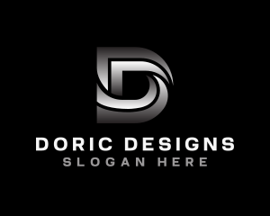 Metallic Swoosh Wave Letter D logo design