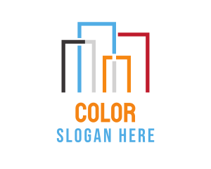 Colorful Building Skyline logo design