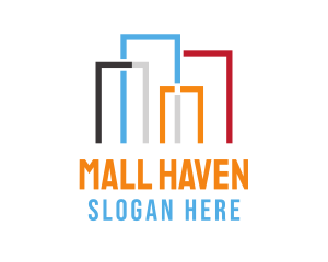 Shopping Mall - Colorful Building Skyline logo design