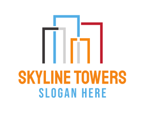 Colorful Building Skyline logo design