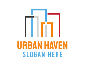 Colorful Building Skyline logo design