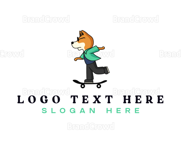 Skater Shiba Inu Dog Logo