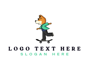 Trasher - Skater Shiba Inu Dog logo design