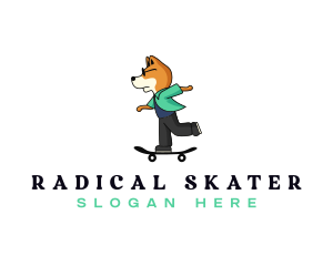 Skater - Skater Shiba Inu Dog logo design