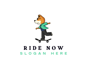 Skater Shiba Inu Dog logo design