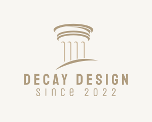 Ruin - Greek Roman Pillar Column logo design