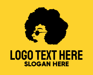 Afro - Disco Perm Woman Hairdresser logo design