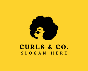 Afro Woman Hairdresser logo design