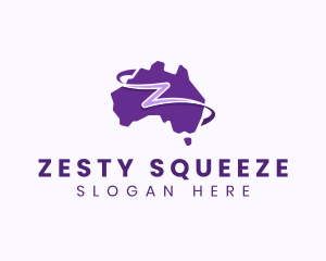 Australian  Loop Map Letter Z logo design