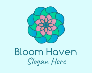 Multicolor Flower Stained Glass logo design