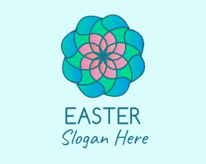 Bloom - Multicolor Flower Stained Glass logo design