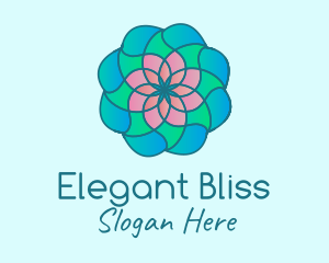 Bloom - Multicolor Flower Stained Glass logo design