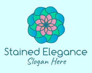 Multicolor Flower Stained Glass logo design