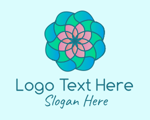 Blossom - Multicolor Flower Stained Glass logo design