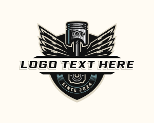 Gear - Piston Engine Wings logo design