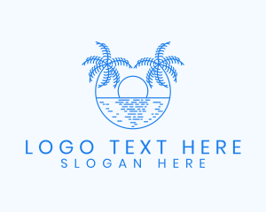 Surfing - Blue Palm Sunset logo design