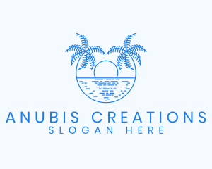 Blue Palm Sunset logo design