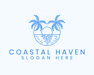 Blue Palm Sunset logo design