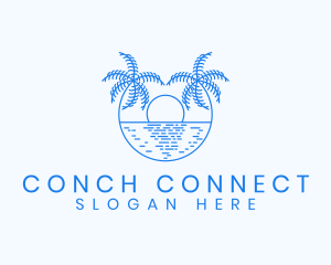 Blue Palm Sunset logo design