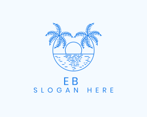 Sea - Blue Palm Sunset logo design
