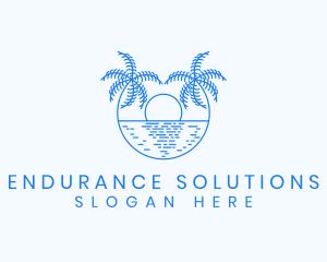 Blue Palm Sunset logo design