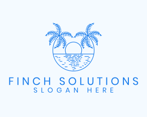 Blue Palm Sunset logo design