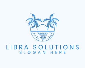 Blue Palm Sunset logo design